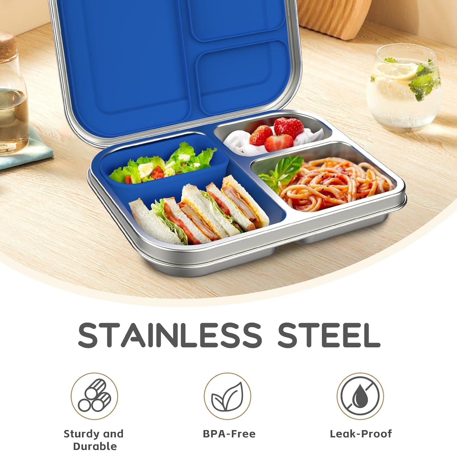 stainless-steel-kids-leak-resistant-bento-lunch-box-3-compartments-with-silicone-container-dishwasher-safe-child-friendly-design-for-school-picnics-travel-bpa-free-blue