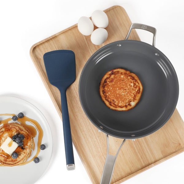 Calphalon Edge Silicone Turner, Flexible Silicone Cooking Spatula with Reinforced Core, Heat-Resistant Nonstick-Safe Turner for Flipping & Cooking, Navy8