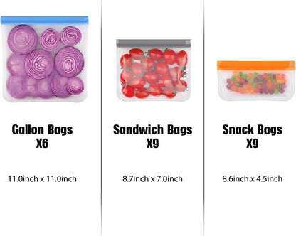 6 Pack Reusable Gallon Freezer Bags Dishwasher Safe, BPA Free Reusable 1 Gallon Bags, Leakproof Food Storage Bags for Marinate Meats, Cereal, Vegetables, Home Organization(Gray, 6Gallon)7