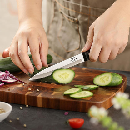 5 Pieces Kitchen Knife Set, Knife Set without Block with Sheathes, Stainless Steel Sharp Blade and Comfortable Handle, Chef Knife Set with Kitchen Scissors and Peeler for Cooking6