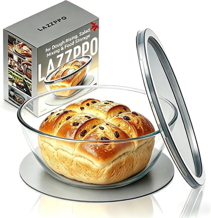 Large Glass Mixing Bowl with Lid for Sourdough Bread Making1