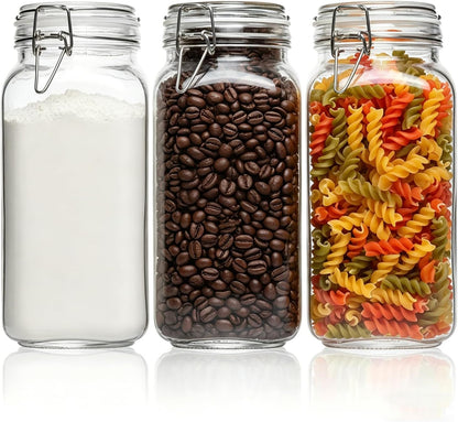 Large Square Glass Jars with Airtight Lids 78 Oz 3 Pack Wide Mouth1