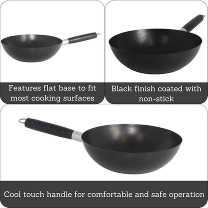 9.5 Inch Carbon Steel Nonstick Wok with Cool-Touch Handle, Black | Cool-Touch Handle, Ideal for Stir Fry, Great for Everyday Meals2