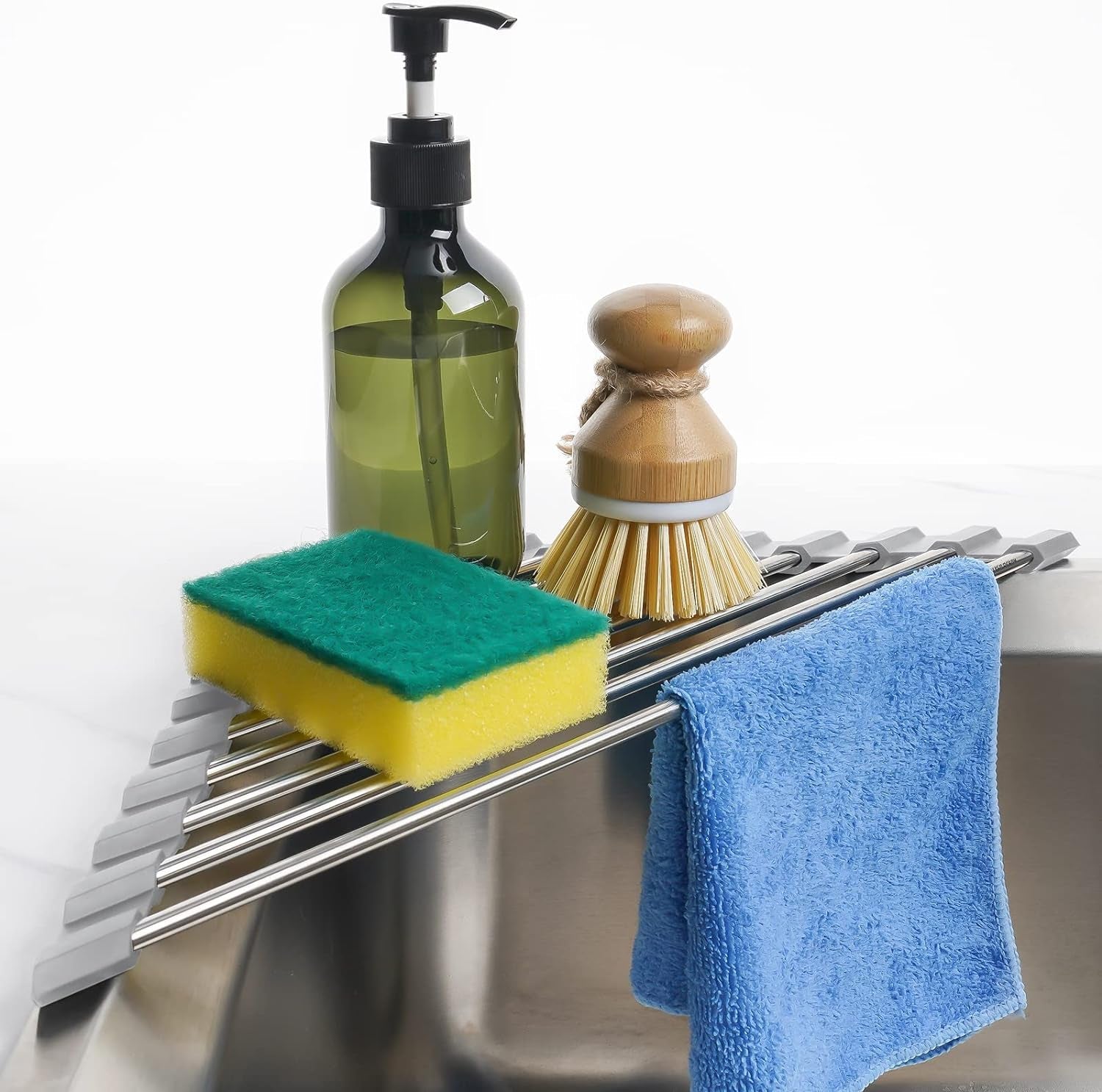 triangle-roll-up-dish-drying-rack-for-sink-corner-small-foldable-stainless-steel-over-the-sink-multipurpose-kitchen-drainer-caddy-organizer-storage-space-saver-shelf-holder-gray