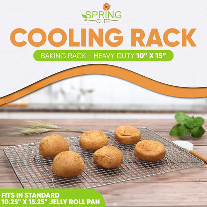 10" X 15" Stainless Steel Cooling Rack for Cooking & Baking | Heavy Duty Cookie Cooling Rack for Kitchen, Oven Safe Wire Rack for Baking, Fits Jelly Roll Pan, Dishwasher Safe2