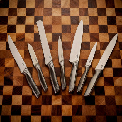 Kitchen Knife Set 7 Pcs & Horizontally Knives Case, Crafted from High Carbon 5Cr15Mov Stainless Steel and Food-Grade Polypropylene. (7)5