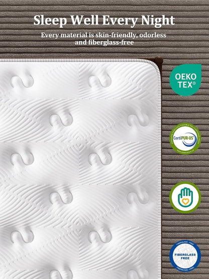 Extra Firm Queen Mattress 14 Inch, Hybrid Queen Size Mattress in a Box, Back Pain Relief, Luxury Pocket Spring Mattress, Fiberglass-Free, 365-Night-Trial, 10 Year Warranty2