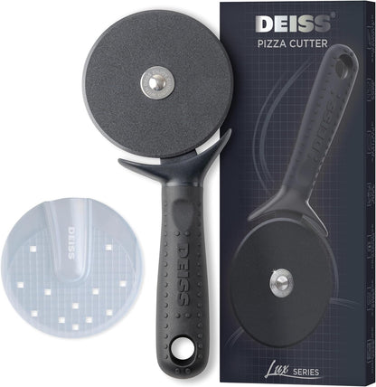 Lux Heavy Duty Pizza Cutter with Wheel Slicer- Stainless Steel Sharp Smooth Pizza Cutter Wheel with Easy Grip Non-Slip Handle, Dishwasher Safe (BLACK)1