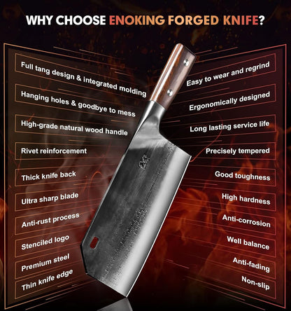 8.1″ Hand Forged Serbian Cleaver & Chef’S Knife – High Carbon Stainless Steel Butcher Knife with Full Tang for Kitchen & Outdoor8