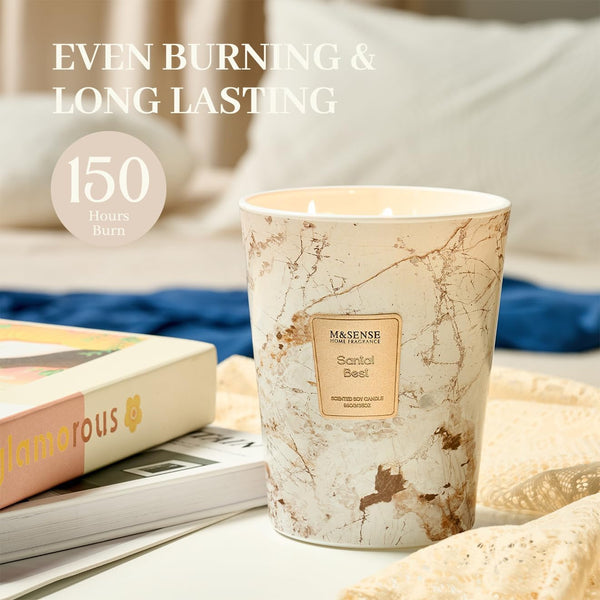 Extra Large Candle 35Oz 150H Santal Scented 3-Wick Highly Scented Jar Candles, XL Candle for Home Decor, Long Lasting Aromatherapy Candle for Stress Relief, Meditation5