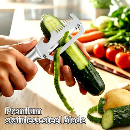Premium Vegetable Peeler with Wooden Handle and Bottle Opener, Multi-Functional Vegetable Peeler for Fruit Pumpkin Peeling Potato and Other Vegetables or Fruits (B-2Pcs)2