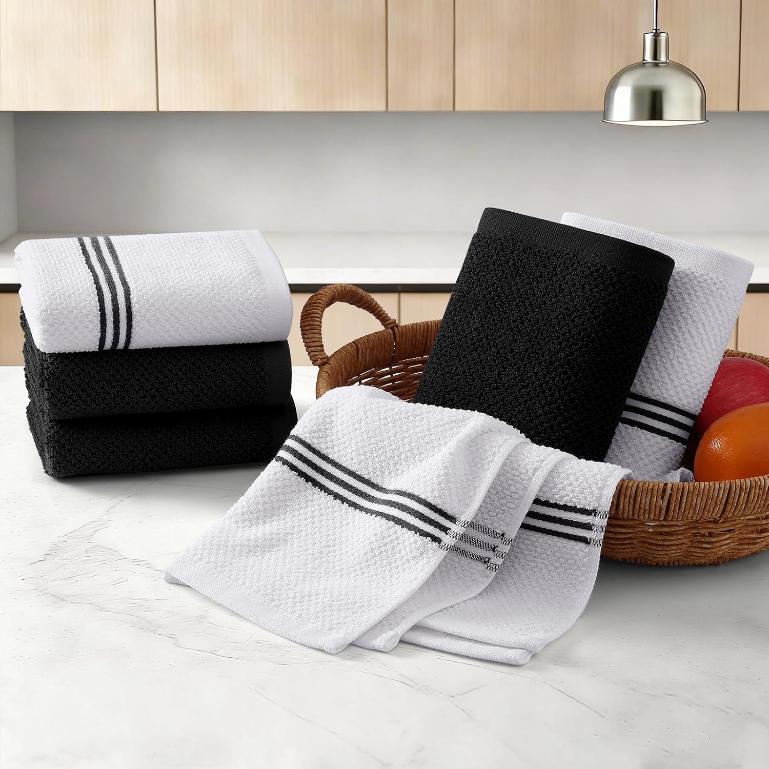 dual-design-kitchen-towels-and-dishcloths-set-8-pack-black