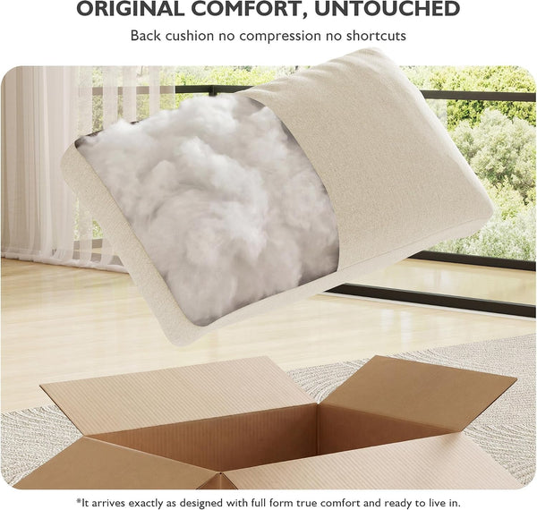 109.1"" Modular Sectional Sofa, L Shaped Cloud Couch with Extra Deep Seat, Comfortable Chenille Couch with Lumbar Pillows, Oversized Modern Sectional Couches for Living Room (Beige)4