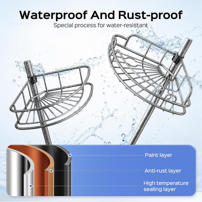 Shower Caddy Tension Pole: 4 Tier Corner Bathroom Organizer2