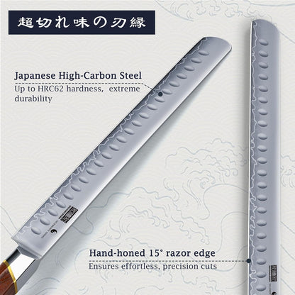 Cleaver Knife 7 Inch & Brisket Knife 12 Inch, Razor Sharp Japanese High Carbon Steel Meat Cleaver, Professional Carving Knives for Meat Cutting and BBQ5