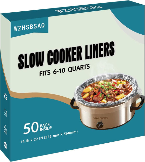 Slow Cooker Liners, 50 Cooking Bags, Oversized Disposable Pot Liner Plastic Bags for 6QT to 10QT Slow Cookers, 14 In. X 22 In.1