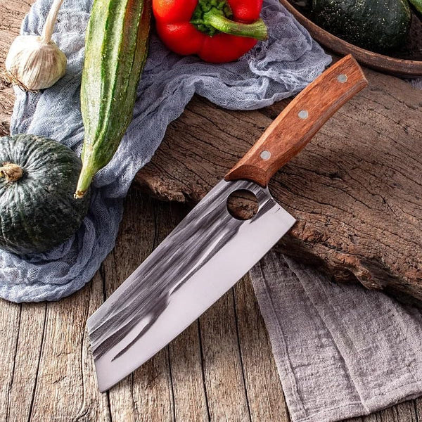 Meat Cleaver, 7 Inch High Carbon Steel Chef Knife Forged Cleaver Slicing Peeling Full Tang Handle Meat Vegetable Sushi Cutter4