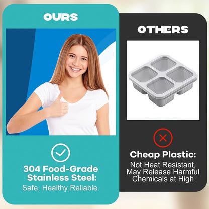 Stainless Steel Snack Containers, 6-Pack Reusable Grab and Go Containers with Lids, Dual Compartment Bento Box for Travel, Camping & Lunch Prep6