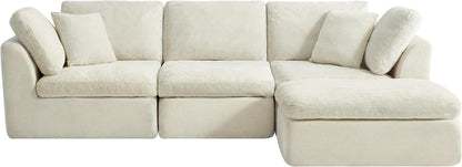CHITA 108" Cloud Sectional Couches for Living Room, Boneless L-Shape Sofa with Ottoman, 3 Seater Modular Sectional Sofa, Cream4