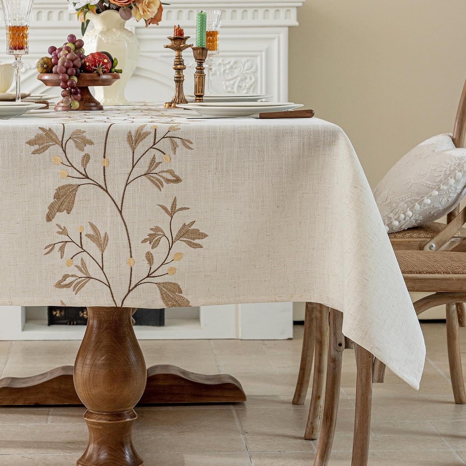 rustic-waterproof-linen-tablecloth-heavy-weight-beige-embroidery-table-cloths-for-rectangle-tables-burlap-farmhouse-table-covers-coffee-leaves-55x-70