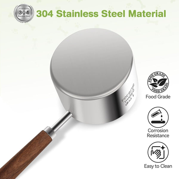 Dog-Cat Food-Scoop Measuring-Cup - 304 Stainless Steel Material.1-Cup Capacity. Precision Scale Measurements2