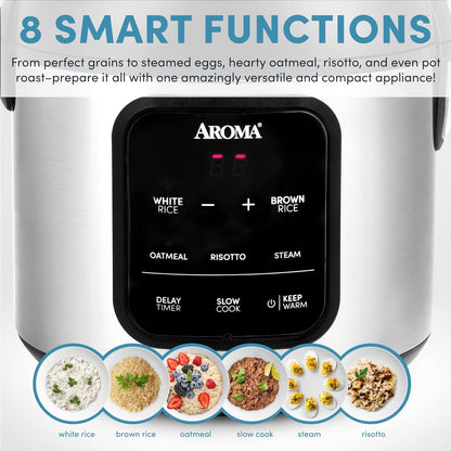 Digital Rice Cooker, 4-Cup (Uncooked) / 8-Cup (Cooked), 2 Qt, Steamer, Multicooker, Slow Cooker, Oatmeal Cooker, Auto Keep Warm, Stainless Steel Exterior4