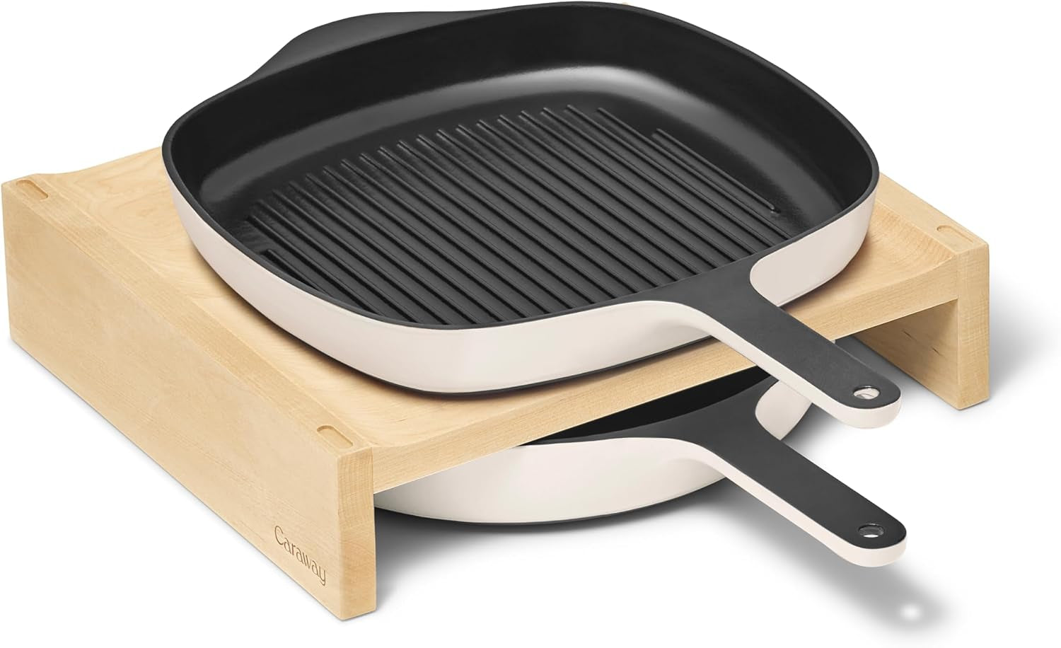 caraway-10-5-cast-iron-skillet-and-grill-pan-duo-enameled-cookware-set-with-non-toxic-3-layer-enamel-coating-no-seasoning-required-compatible-with-all-stovetops-cream