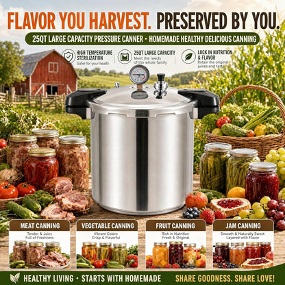 2-In-1 25 Quarts Pressure Canner and Canning Pressure Cooker All Stainless Steel with Gauge 15.9Psi,Practical 6Pc Canning Supplies Starter Set,Induction Cooktops,Pressure Canner for Canning9