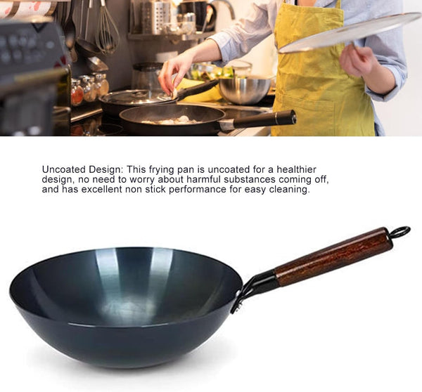 Traditional Iron Wok Stir Fry Pan 34Cm Single Handle Uncoated round Bottom for Home Restaurant Cooking 2Mm Thick Chinese (36Cm)8