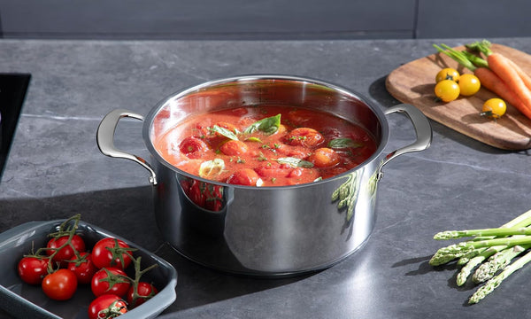 10 Pcs Stainless Steel Pots and Pan Sets for Various Cooking Needs | 5 Ply Clad, Compatible with All Cooktops, PTFE, PFAS and PFOA Free, Dishwasher Safe, Oven Safe up to 800F5