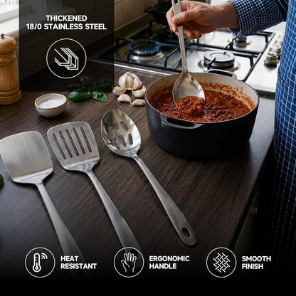 4PCS Stainless Steel Kitchen Cooking Utensils Spatula & Spoons Set3