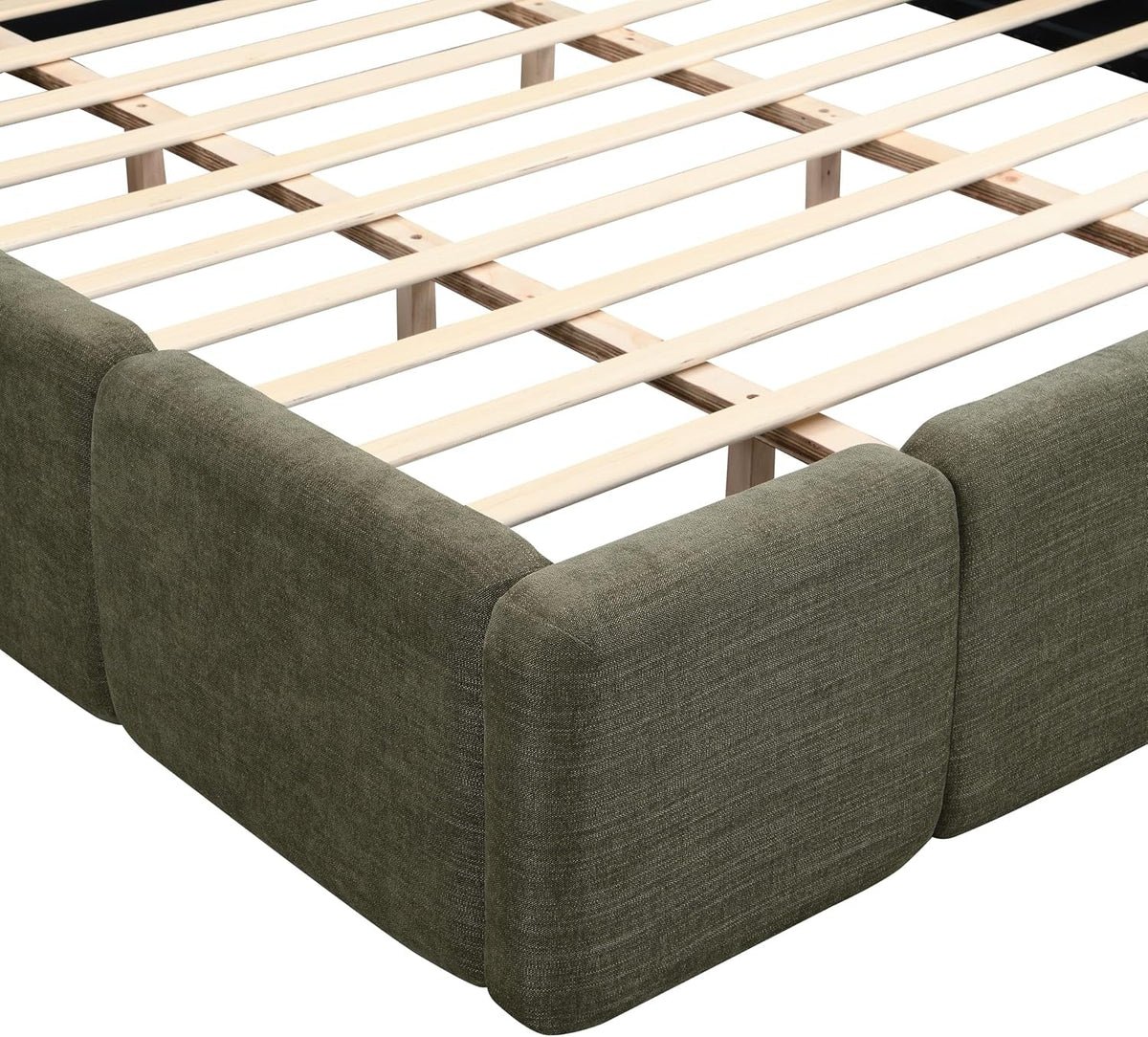california-king-boucle-platform-bed-with-thick-headboard-green