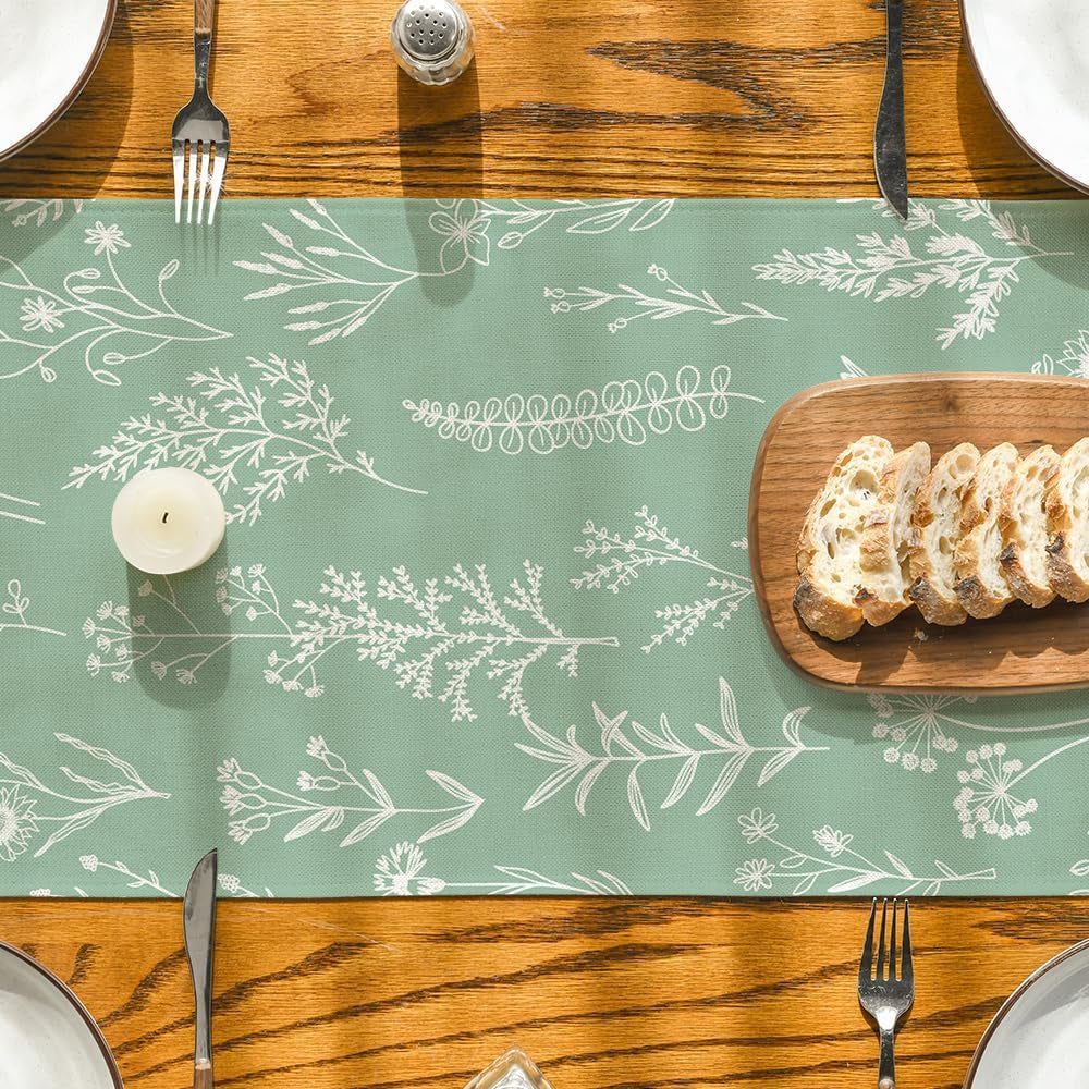 sage-green-leaves-flowers-spring-table-runner-seasonal-kitchen-dining-table-decoration-for-home-party-decor-13x72-inch