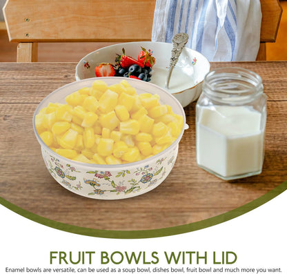 Enamel Nesting Bowls with Lids 5-Piece Mixing Bowls Set for Food Storage Salad Fruit Soup and Serving Multi Size Enamel Bowl Container for Everyday Kitchen Use 4.05 X 4.05 X 1.96 In9