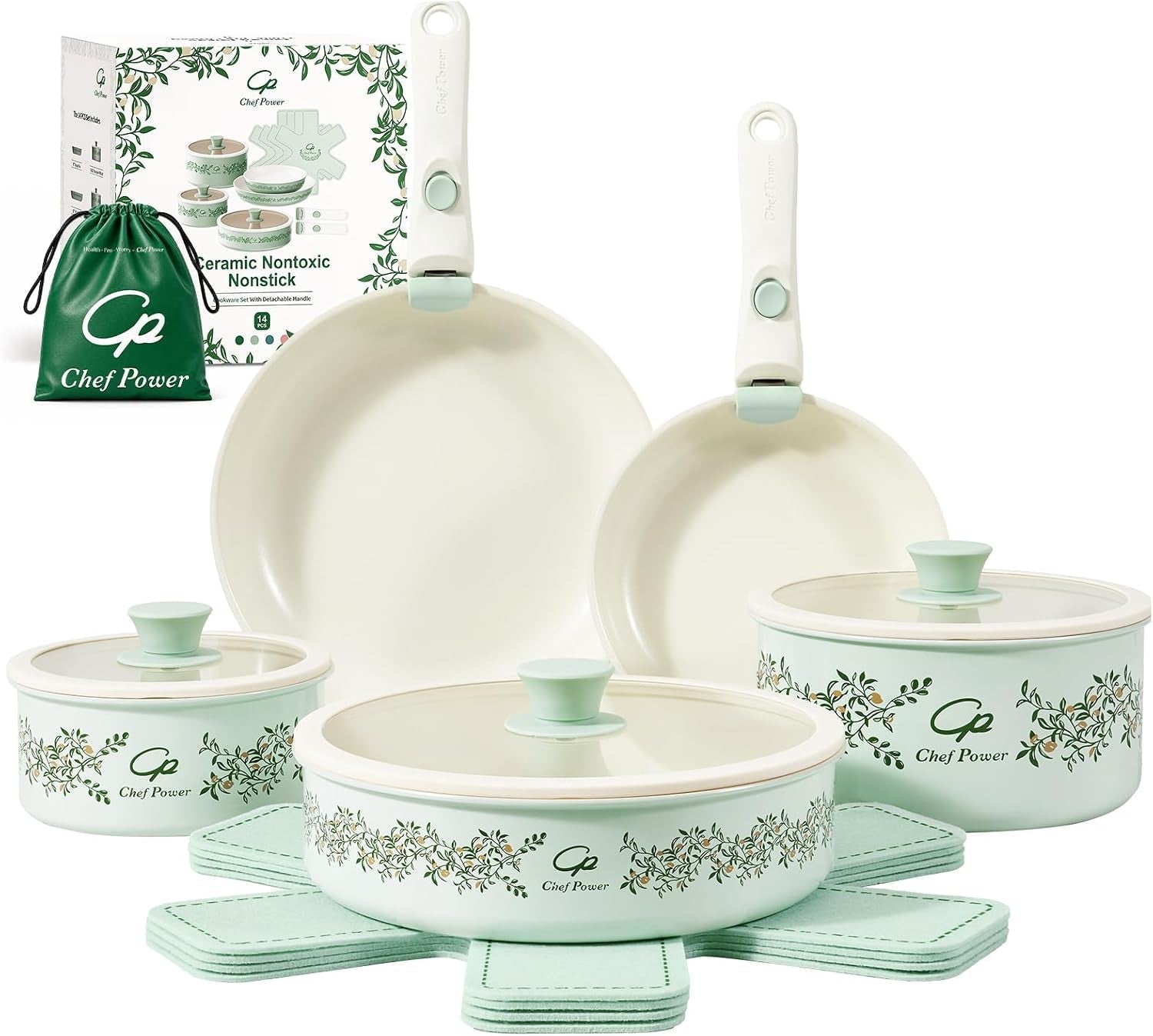 ceramic-cookware-set-non-toxic-with-detachable-handles-healthy-nonstick-decal-pans-and-pots-set-14-pcs-induction-dishwasher-oven-safe-kitchen-set-light-green-with-olive-branch