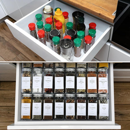 24 Pcs Glass Spice Jars with Bamboo Lids, 4 Oz Glass Jars with Minimalist Farmhouse Spice Labels Stickers, Collapsible Funnel, Seasoning Storage Bottles for Spice Rack, Cabinet, Drawer7