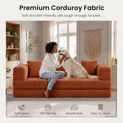 79.5" Convertible Futon Sofa Bed, Boneless Couch for Living Room8