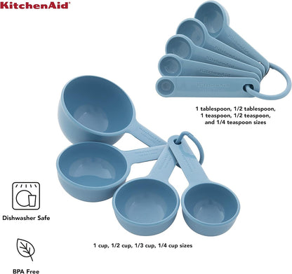 Kitchenaid Universal Easy to Read Measuring Cup and Spoon Set with Soft Grip Handle for Maximum Control, Hang Hole and Nesting for Easy Storage, Dishwasher Safe, 9 Piece, Blue Velvet3