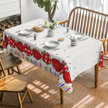 Back to School White Tablecloth 60×84 Inch Rectangular2