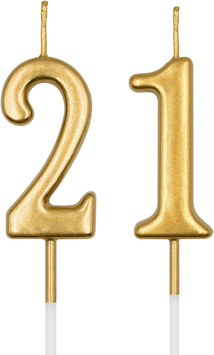 21St & 12Th Birthday Candles, Champagne Gold Number 21 12 Candle for Cake, Happy Birthday Cake Topper Decoration for Birthday Anniversary Celebration Party Supplies1