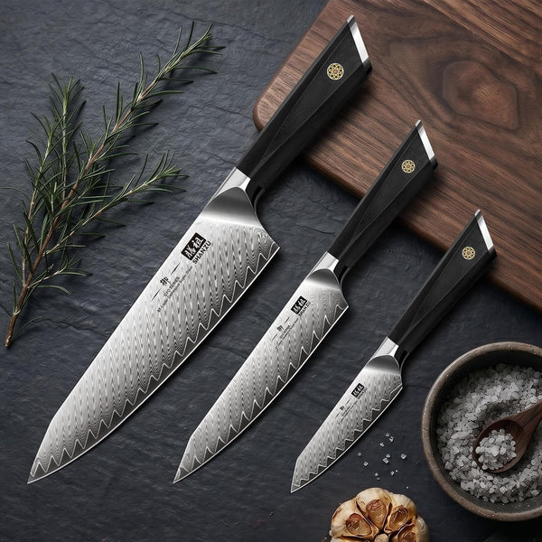 3 PCS Damascus Knife Set, Kitchen Knife Set in Damascus Steel | Professional Ultra-Sharp Japanese Knife Set, 67-Layer High Carbon Steel Chef Knife Set with Ergonomic G10 Handle7