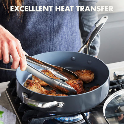 Valencia Pro 4.5QT Ceramic Nonstick Sauté Pan, Hard Anodized | Pfas-Free Nonstick, Induction Ready, Compatible with All Stovetops, Hard Anodized, Gray, Dishwasher Safe, Oven Safe to 600F6