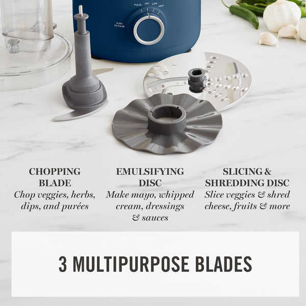 10 Cup Food Processor & Electric Chopper, One Touch Pulse | Bpa-Free Bowl, 3 Multipurpose Blades, Easy Food Prep, Chop, Slice, Shred, Puree, Emulsify, Speed Dial, Wide Feed Chute, Navy3