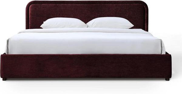 Chloe Upholstered Platform King Bed in Burgundy Fabric5