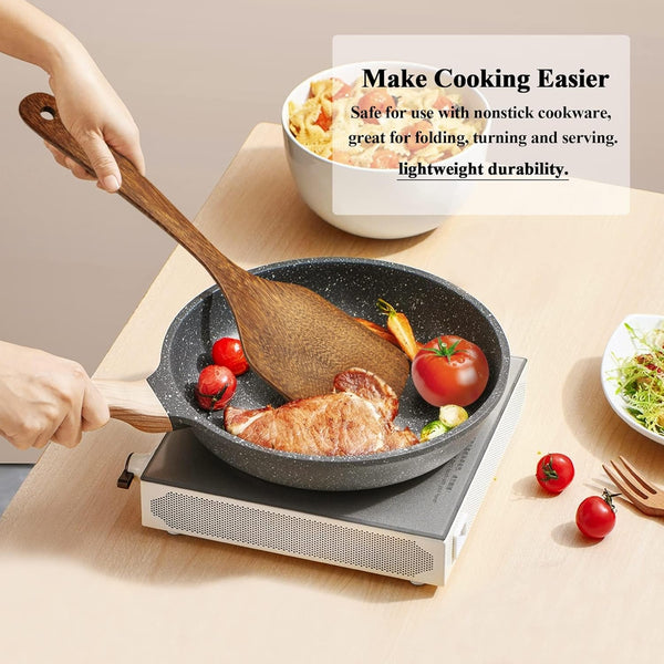Wooden Spatula for Cooking 12 Inches Wood Spatula Slotted Turner Cooking Utensils for Nonstick Cookware, Kitchen Spatulas for Fish, Eggs, Pancakes, 2 Pack6