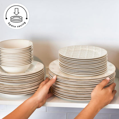 Siena 53-Piece Porcelain Plates and Bowls Set with Dinner & Dessert Plates, Shakers - Bone China Dishware Sets - Kitchen Dinnerware Set for 12 People7