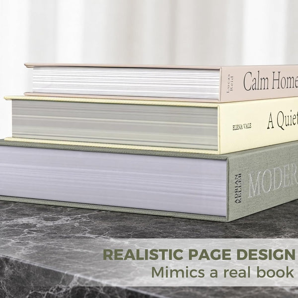 Decorative Books for Home Decor, Set of 3 Stackable Fake Books for Coffee Table Bookshelf Decor, Modern Aesthetic Decorative Book for Home Living Room Bedroom Office Decoration, Sage Green5