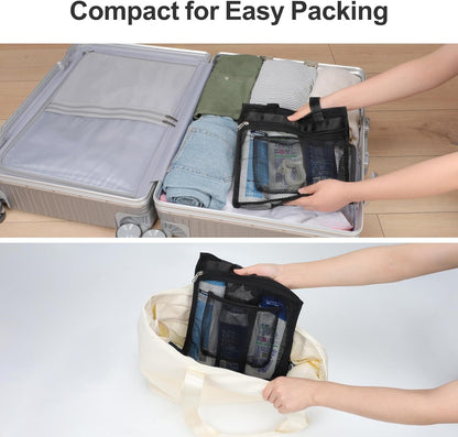 Small Mesh Shower Caddy Portable - Zipper Gym Shower Bag for Travel, Black6