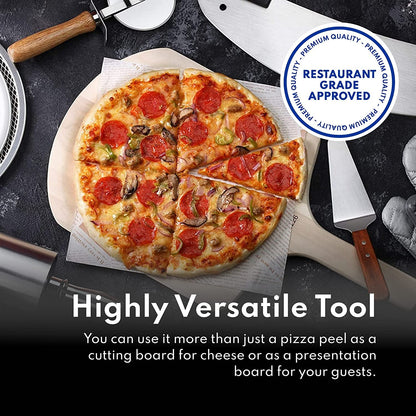 50295 Restaurant-Grade Wooden Pizza Peel, 16" L X 14" W Plate, with 8" L Wooden Handle, 24" Overall Length7