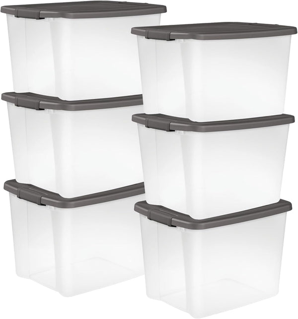 Shelftote, Clear Plastic Storage Bins, 50 Quart, 6-Pack1